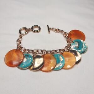 Gold-Tone Disc Charm Toggle Clasp Bracelet